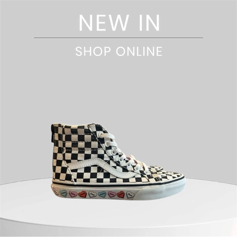 Vans SK8 HI Candy Hearts Black, Checkered, size 2 girls